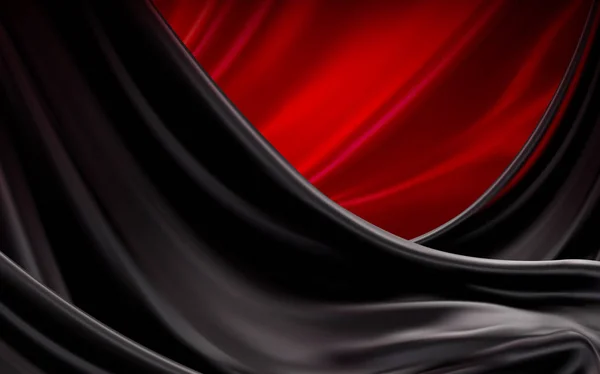 豪華な黒と赤のサテン — ストックベクタ