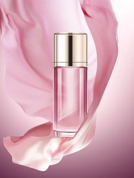 Roze cosmetische fles mockup — Stockvector