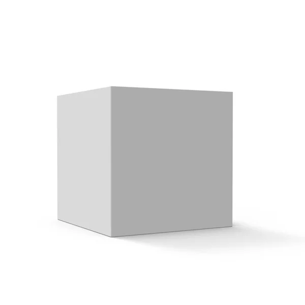 Vista Lateral Renderização Inclinação Caixa Branco Sombra Isolado Fundo Branco — Fotografia de Stock