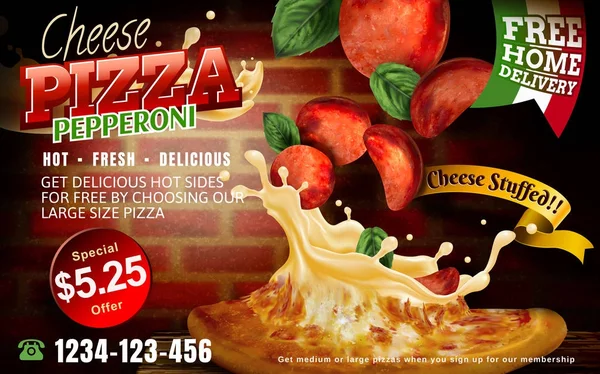 Mouthwatering pizza reklamlar — Stok Vektör