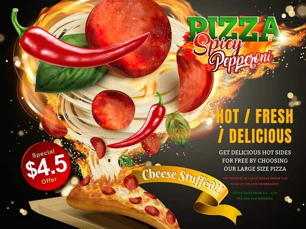 Mouthwatering पिज्जा विज्ञापन — स्टॉक वेक्टर
