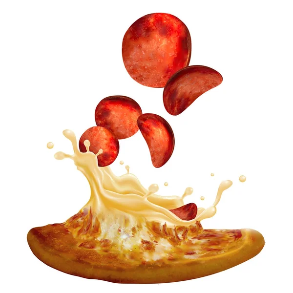 Savoury pepperoni pizza — Stock Vector