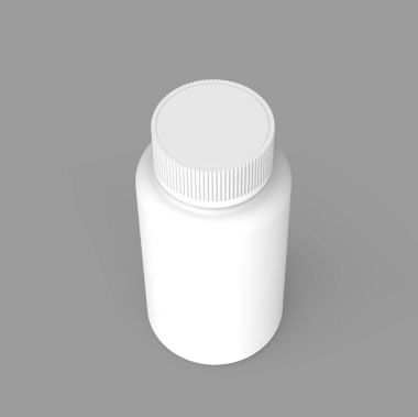 boş ilaç şişe tasarımı için kullanın, izole gri arka plan, 3d render