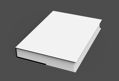 3D render ciltli kitap, tek kitap mockup yalan aşağı koyu arka plan üzerine