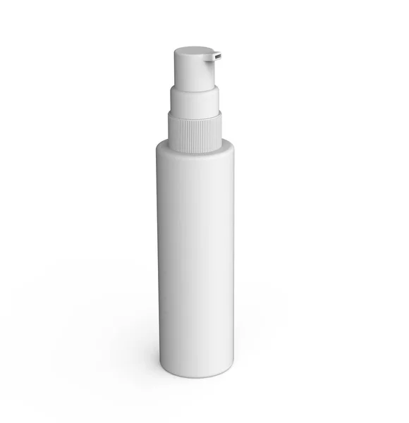 白色塑料化妆瓶 隔离白色背景 — 图库照片