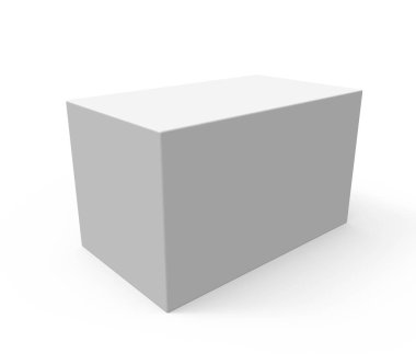 yan görünümü 3d render eğimli boş kutu ve gölge, izole beyaz arka plan