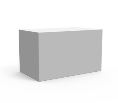 yan görünümü 3d render eğimli boş kutu ve gölge, izole beyaz arka plan
