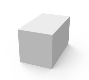 yükseltilmiş görünümü 3d render eğimli boş kutu ve gölge, izole beyaz arka plan