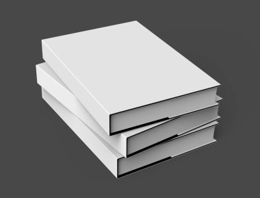 3D render ciltli kitaplar, üç kitap mockup yığmak ve koyu arka plan üzerinde izole