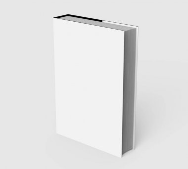 ışık gri arka plan üzerinde izole tek kitap mockup ayakta 3d render ciltli kitap görünümü yükseltilmiş