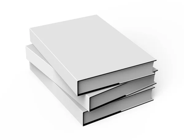 渲染精装书 三本书样机堆积 白色背景隔离 — 图库照片