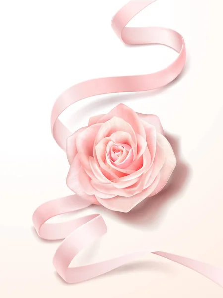 Розовая роза и лента — стоковый вектор