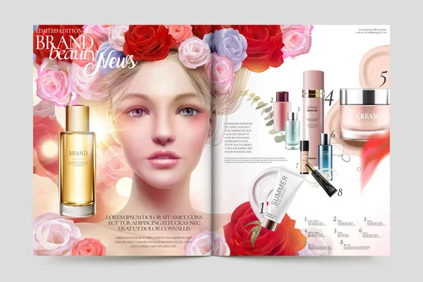 Revista de maquiagem de beleza —  Vetores de Stock
