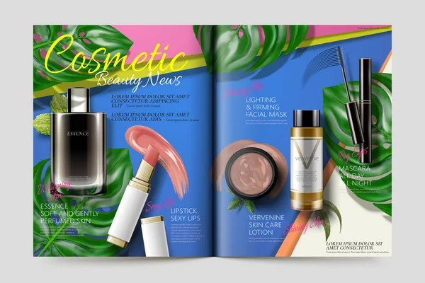 Templat majalah kosmetik - Stok Vektor