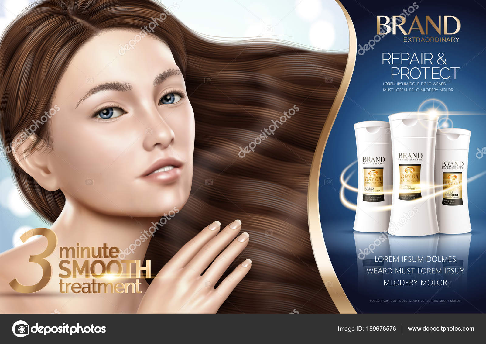 Glamour hair treatment ad Stock Vector Image by ©MITstudio #189676576
