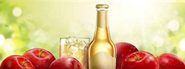 新鲜水果苹果酒 — 图库矢量图片