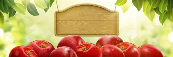 Fondo natural de manzana fresca — Vector de stock