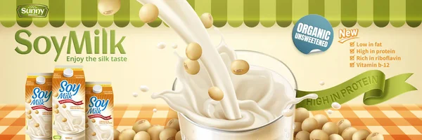 Anuncios de leche de soja — Vector de stock