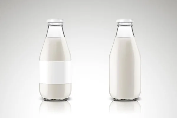 Conjunto de garrafas de leite — Vetor de Stock