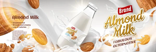 Annunci latte di mandorla — Vettoriale Stock