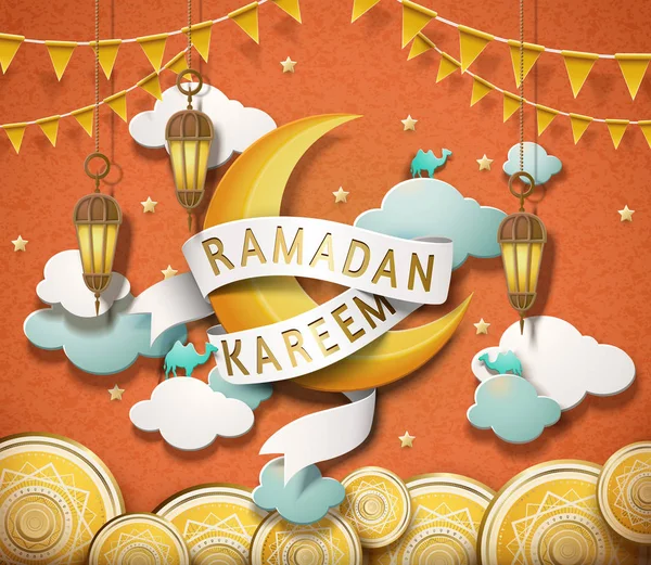 Grazioso design Ramadan Kareem — Vettoriale Stock