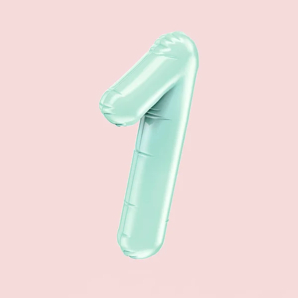 Tiffany blue balloon number 1 — 스톡 사진