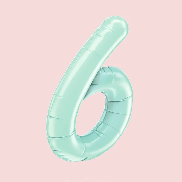 Tiffany blue balloon number 6 — 스톡 사진