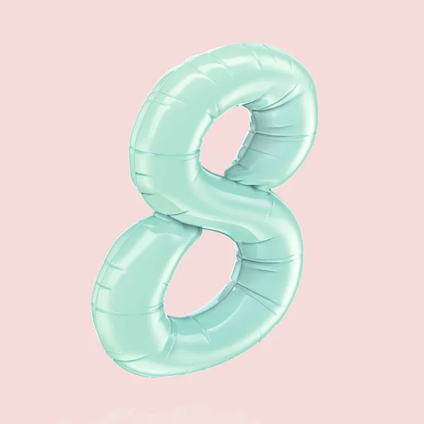 Tiffany blue balloon number 8 — Stock Photo, Image