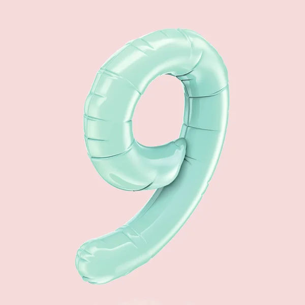 Tiffany blue balloon number 9 — Stock Photo, Image