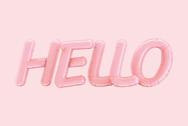 Rózsaszín Hello léggömb kifejezés — Stock Fotó