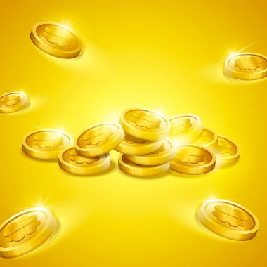 3 boyutlu resimde şanslı yonca desenli altın sikke