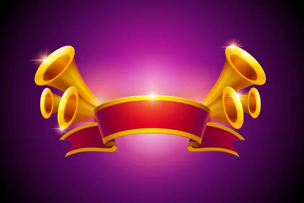 Ретро Трубы Красные Ленточки Элементы Рекламы Фиолетовом Фоне — стоковый вектор