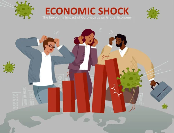 Coronavirus Patógeno Impressionante Gráfico Barras Econômicas Que Choca Muitos Investidores — Vetor de Stock