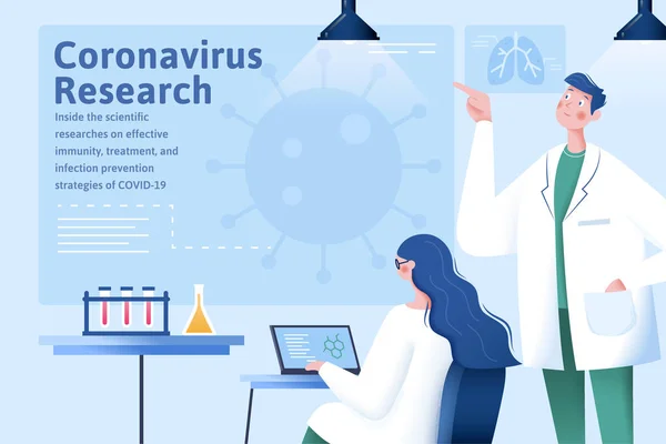 Equipo Científicos Médicos Profesionales Que Investigan Laboratorio Para Desarrollar Vacunas — Vector de stock