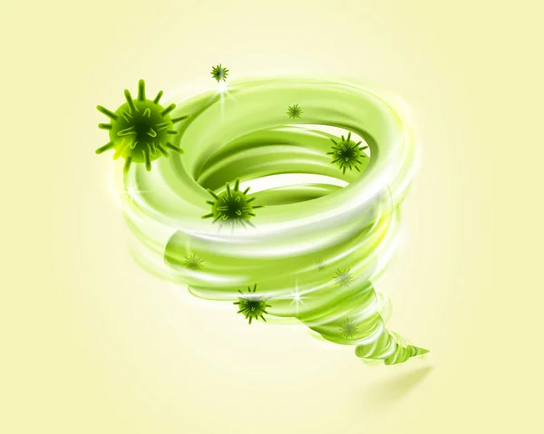 Illustration Vortex Vert Enlevant Les Mauvais Germes Virus Concept Nettoyage — Image vectorielle