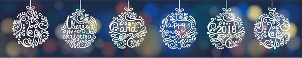 Boules Noël Avec Des Motifs Blancs Sur Fond Lumières Vives — Image vectorielle