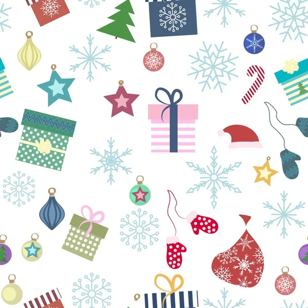 Patrón de Navidad con atributos de Año Nuevo — Archivo Imágenes Vectoriales