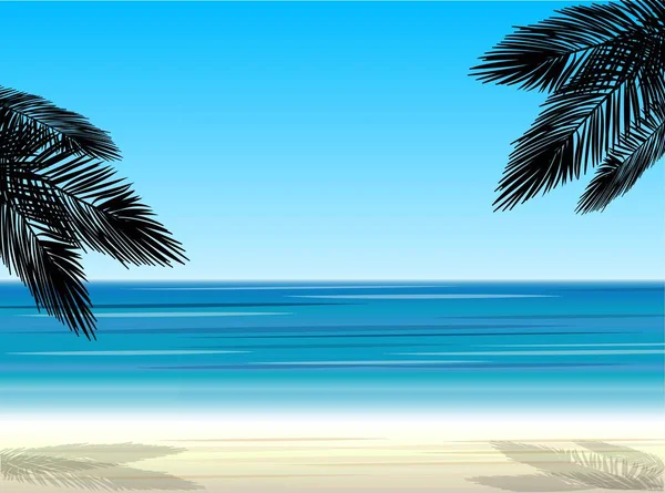 海的背景上的棕榈树 — 图库矢量图片