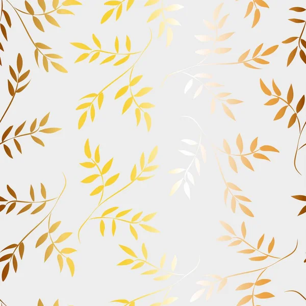 Padrão de folhas douradas em um fundo branco — Fotografia de Stock