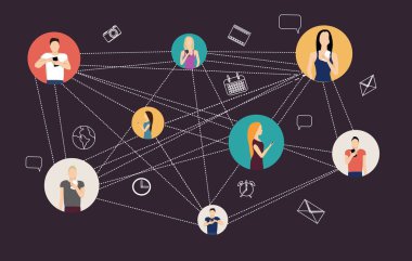 arka plan sosyal ağlar, vektör çizim