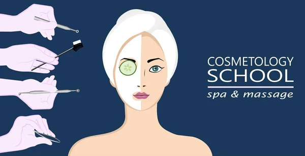 Cuidado de la piel y cosmetología — Vector de stock