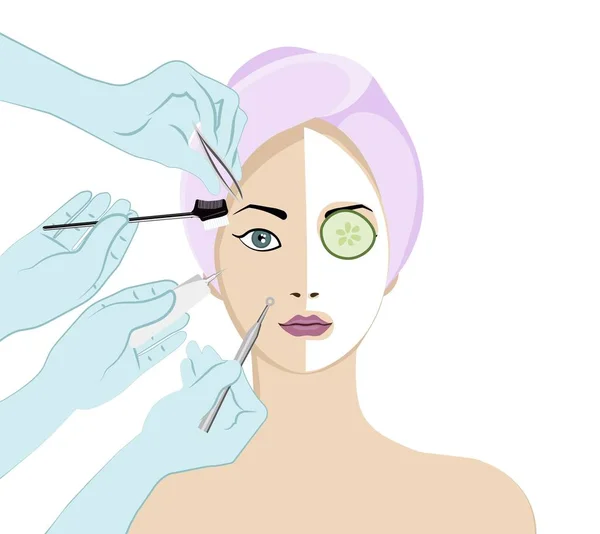 Cuidado de la piel y cosmetología — Vector de stock