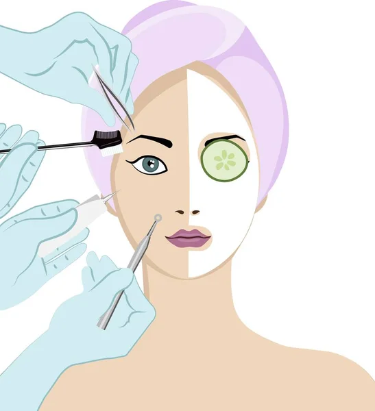 Beauty skincare e cosmetologia — Vettoriale Stock
