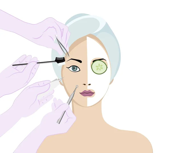 Cuidados com a pele beleza e cosmetologia — Vetor de Stock