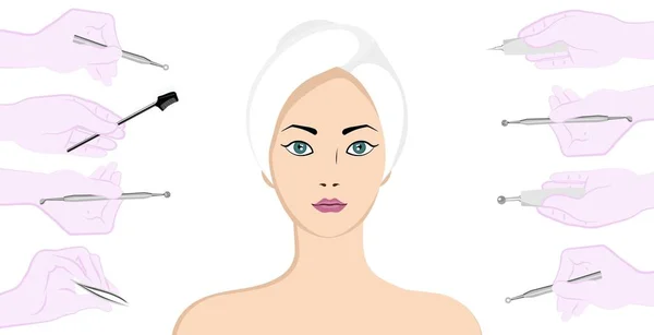 Cuidado de la piel y cosmetología — Vector de stock