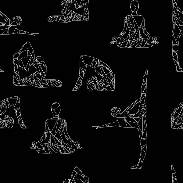 Silhouette d'une fille engagée dans le yoga. modèle vectoriel — Image vectorielle