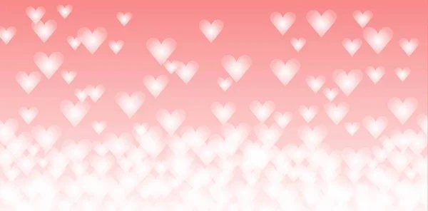 Mit Dem Valentinstag Hintergrund Weißer Herzen Auf Rotem Hintergrund — Stockvektor