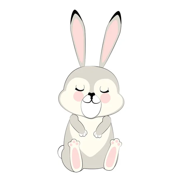 Character grey sleepy Bunn — Stock Vector