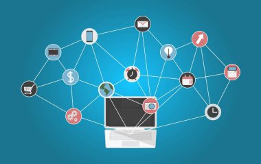 Sosyal ağ kavramı. Organizatör. Bağlı apps
