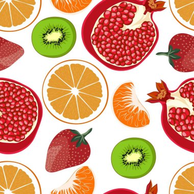 bir desen meyve, renkli arka plan, vektör illustratio